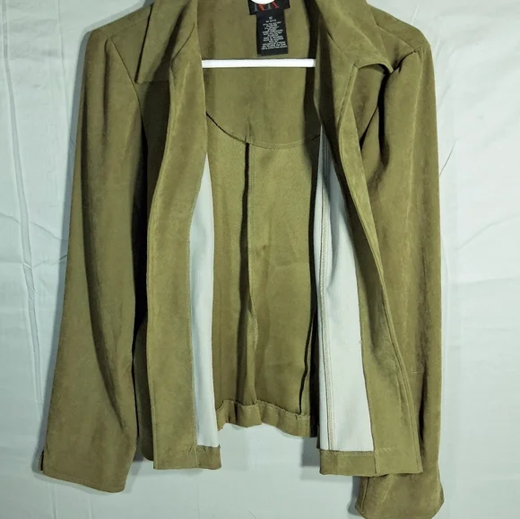 R&K Women's Size 12 Y2K Avocado Faux Suede Vintage Blazer - Picture 5 of 7